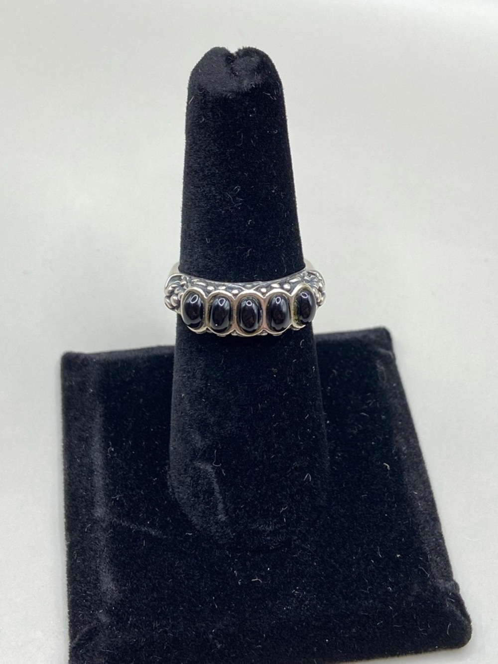 Carolyn Pollack Sterling Silver Five Stone Black Onyx Ring - Picture 2 of 9